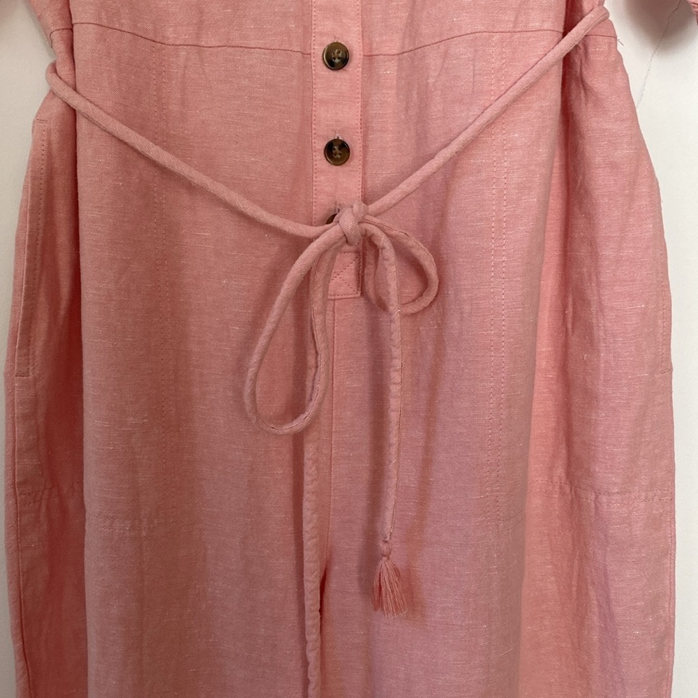 Madewell Linen-Blend Puff-Sleeve Tassel-Tie Jumpsuit - Picture 5 of 12